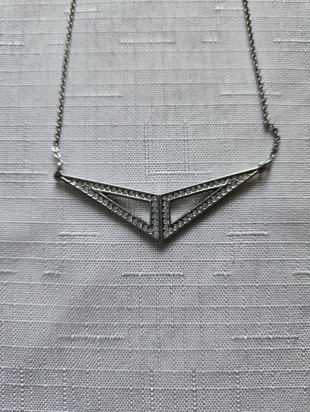 Chloe + Isabel Astra Statement Necklace Silver Tone Crystal Geometric Pendant - Picture 3 of 5